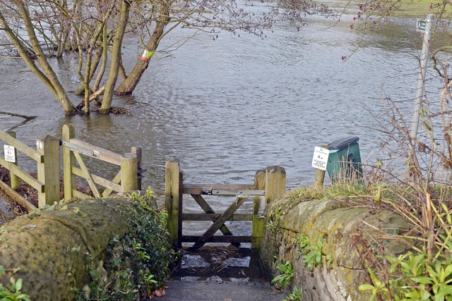 A public footpath under water.