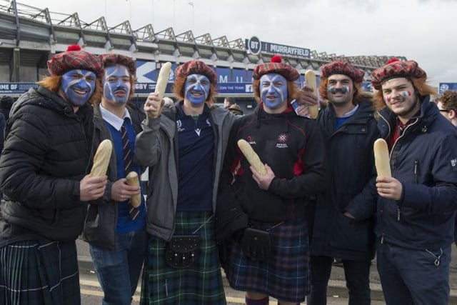 Thousands of fans descended on BT Murrayfield to watch Scotland end the Grand Slam hopes of France, including these fans from Copenhagen