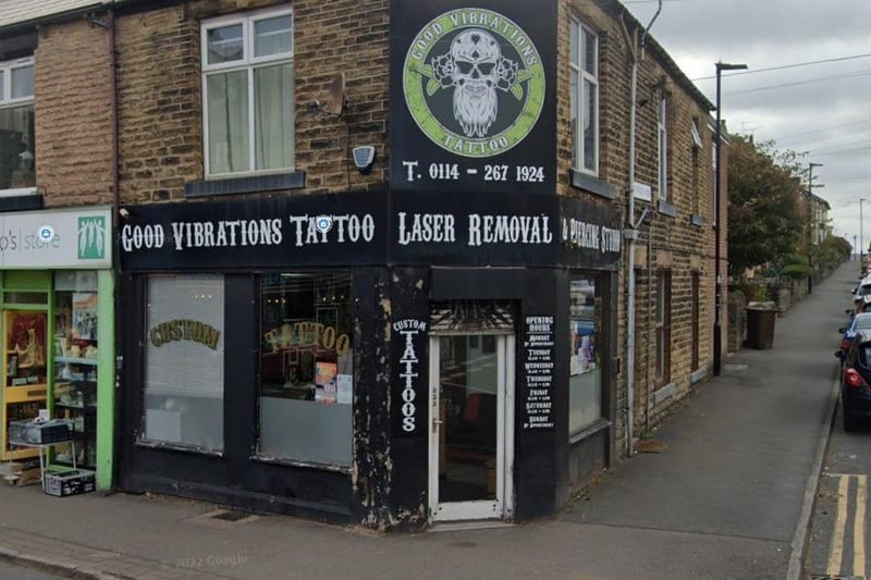 Good Vibrations Tattoo, on Crookes, is rated 4.8 out of 5.0 based on 118 reviews on Google Reviews.