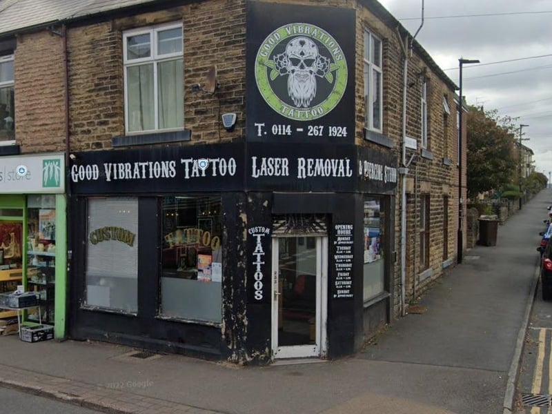 Good Vibrations Tattoo, on Crookes, is rated 4.8 out of 5.0 based on 118 reviews on Google Reviews.