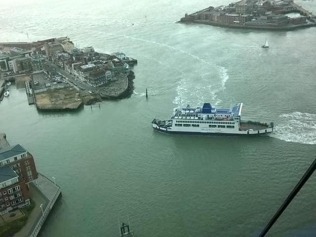 Kathryn is proud of her aerial shot an Isle of Wight ferry approaching Spice Island from the top of the Spinnaker Tower.