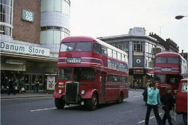 A London style red bus in St Sepulchre Gate.