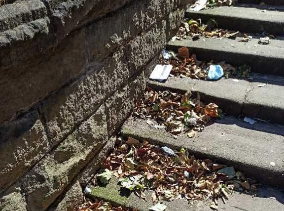 This photo was taken on the path steps by the war memorial