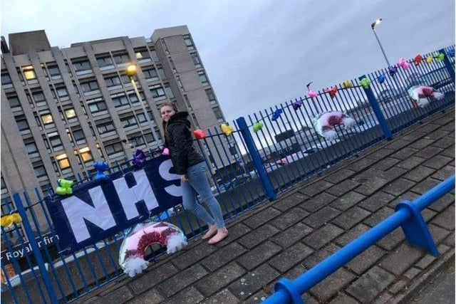 Lindsey Barclay and daughter Caitlin spent two days getting up at 4am to first decorate Sandall Park and then railings outside Doncaster Royal Infirmary on Armthorpe Road to add a splash of colour and raise spirits during these tough times.