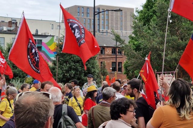 Hundreds marched through the city centre on the anniversary of the 'Battle of Orgreave'.