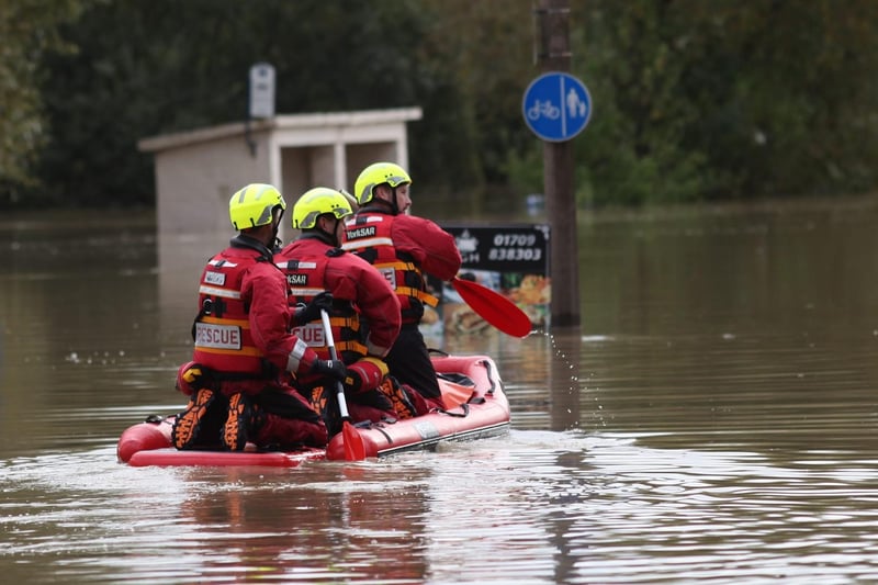 Firefighters and the Yorkshire Lowland Search and Rescue team used boats in Catcliffe yesterday (Photo: South Yorkshire Fire and Rescue)