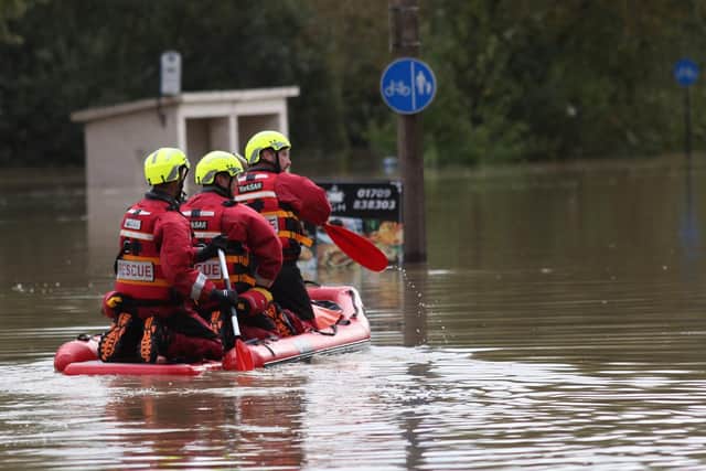 Firefighters and the Yorkshire Lowland Search and Rescue team used boats in Catcliffe yesterday (Photo: South Yorkshire Fire and Rescue)