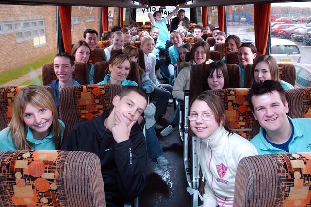 These students were off for a visit to Durham University in 2005.