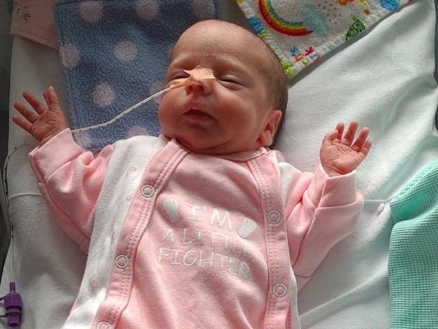 Sophie Denise was due on 30 June, but arrived 10 weeks early, on 21 April