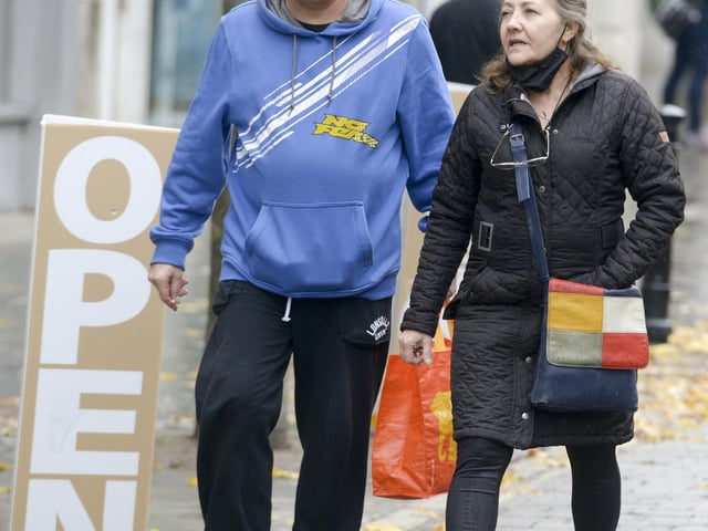 Shoppers on the streets of Doncaster Town centre as South Yorkshire enters the Tier-3 restrictions imposed by the government to try to halt the spread of Covid-19