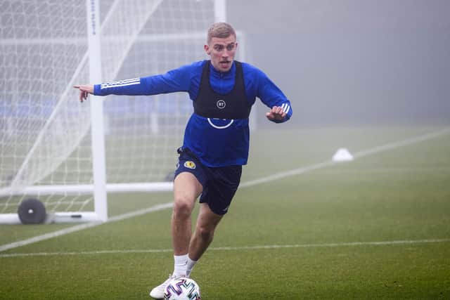 Sheffield United's Oli McBurnie trains with Scotland before departing for Serbia: Craig Williamson / SNS Group