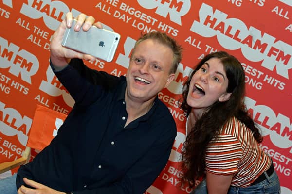 Big John at breakfast pictured taking selfies. PIC: Marie Caley