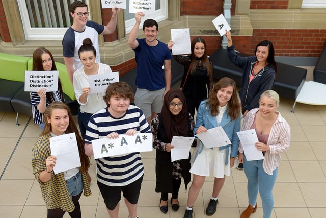 Students from Hartlepool Sixth Form College with their A level results four years ago. Remember this?