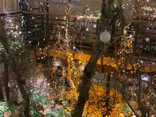 The Ubiquitous Chip in Glasgow have gone for something a bit more organic, with branches strung in fairy-lights.
12 Ashton Lane, www.ubiquitouschip.co.uk