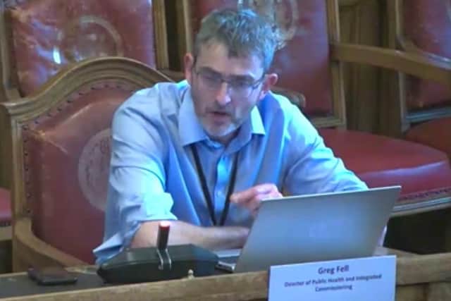 Greg Fell, Sheffield City Council director of public health. Mr Fell received a total renumeration of £149,094 in the 2022-23 financial year. Picture: Sheffield Council webcast
