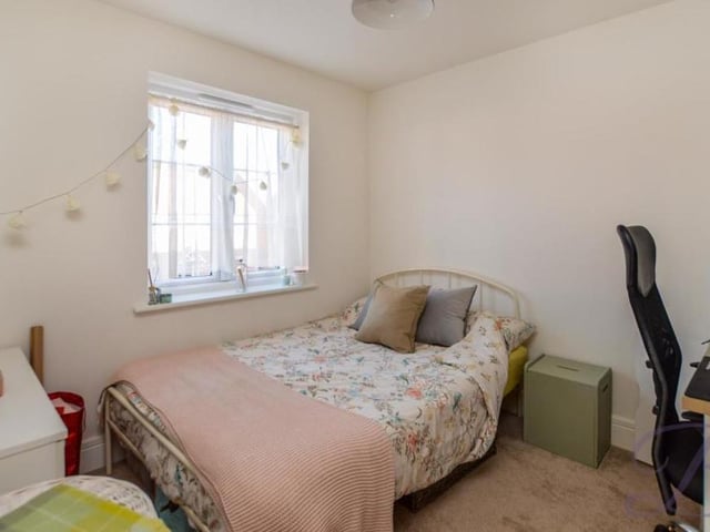 The second bedroom at the Ollerton property has room for a desk if you fancy doing some work from home. The floor is carpeted and the widow double-glazed.