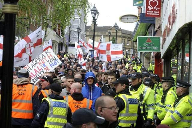 An English Defence League demonstration in Rotherham