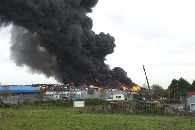 A scene of devastation at Noble's scrapyard fire at Randolph Industrial Estate in November 2002 (Pic: Fife Free Press)