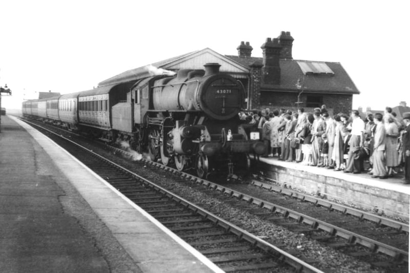 Steam locomotive 43071 was about to pick up a large number of passengers at Seaton Carew Station in this scene which is thought to have been in the 1960s. Photo: Hartlepool Library Service.