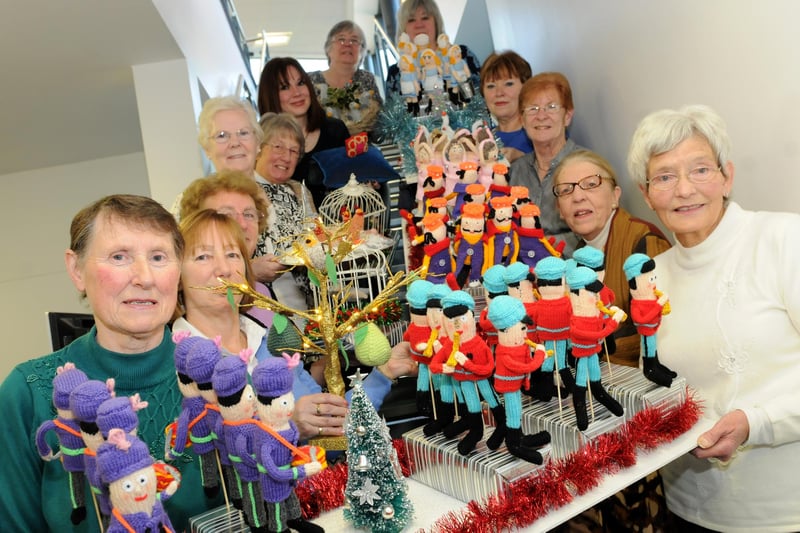 Cleadon Park Library Knit and Knatter group members with their 12 Days of Christmas which they created in 2013. Were you a part of the group.