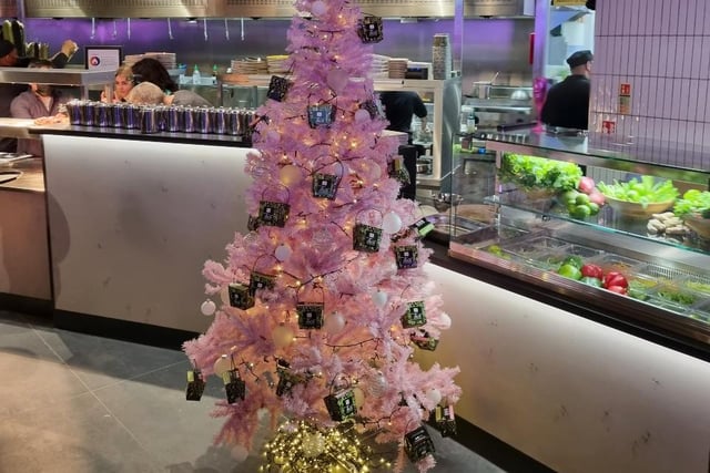 It doesn't get less conventional than a pink tree decorated with takeaway boxes. This one is at the St James Quarter's newest restaurant, Thai Express.
Unit 103, 105 St James Quarter, www.thaiexpress.co.uk