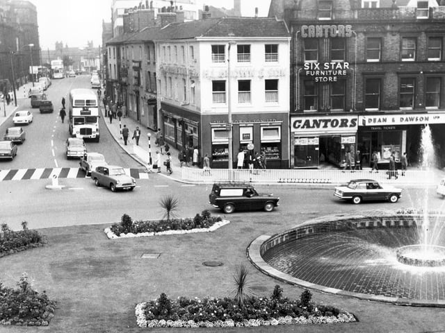 The premises of H. L. Brown jewellers at the top of Fargate, Sheffield, on August 10, 1967