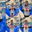 From left to right: Lois Bruce,  Daisy Lindsay (top), Robbie Wood, Simeon Greig and Sebastian Willcox with their medal haul from the Scottish National Diving Championships.