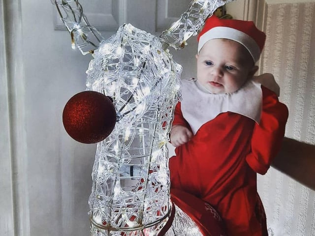 Bubbles had a ride on Rudolph the red nose Reign-deer