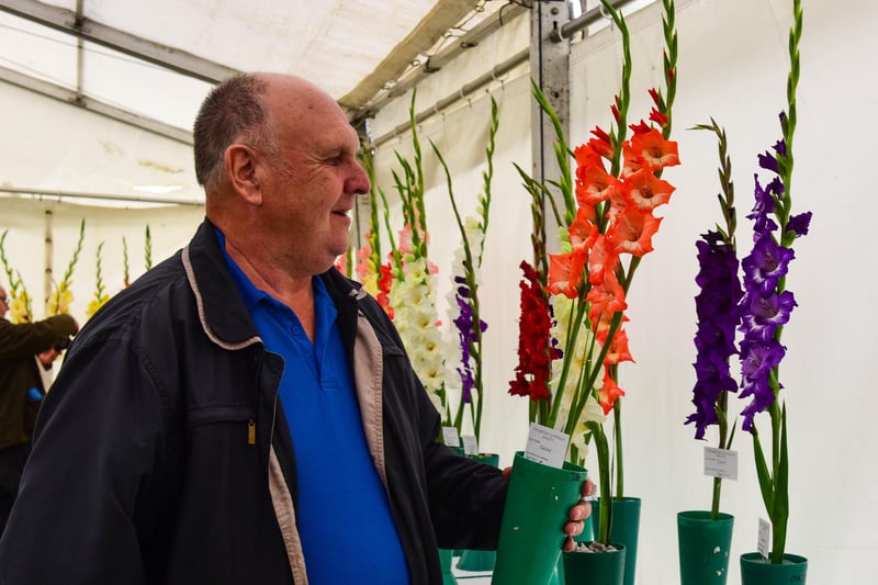 Show Secretary Phil Orley admiring some of the beautiful entries.