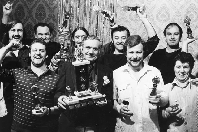 Looks like they were having fun at the Boldon Lad darts team social evening and presentation in 1980. Are you pictured celebrating?