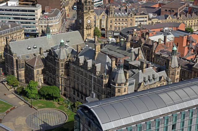An aerial shot of Sheffield city centre