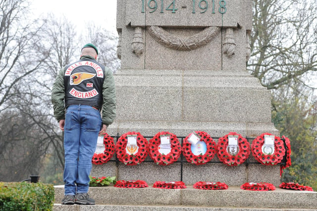 Sunderland's war memorial was bedecked with wreaths on Remembrance Sunday.