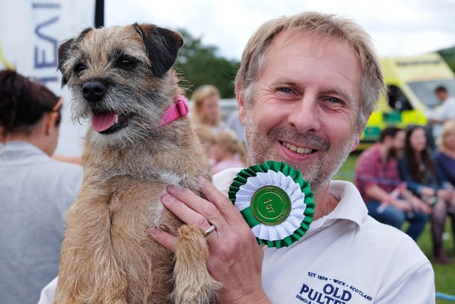 Skara and Nigel Knighton won the 'dog most like its owner' class in the Cheviot Vets dog show in 2018.