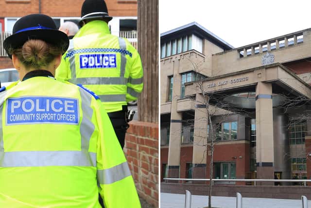Sheffield Crown Court, pictured, has heard how a man has narrowly been spared from jail after he sparked a fracas with police when they visited his home investigating a report of a domestic dispute.