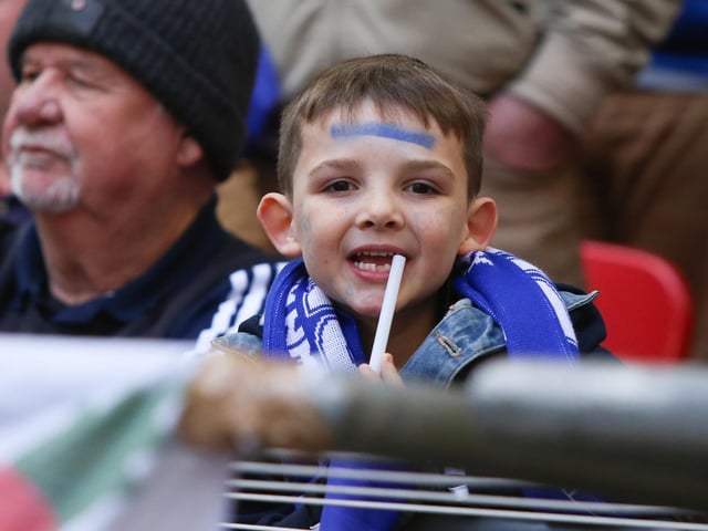 Pompey fans at Wembley for EFL Trophy final.