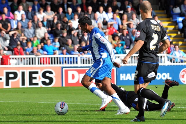 Nolberto Solano scores a goal against Bury in this Pools scene from 2011.