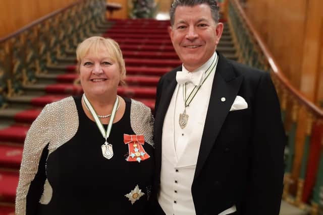 Senior warden Julie Kenny and Master Cutler James Tear at the Cutlers' Hall.