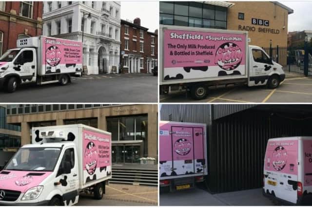 Our Cow Molly vans on deliveries around Sheffield