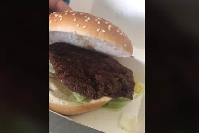 This is what Arisha Qaiser says she received when she ordered a Zinger Burger from a KFC in Handsworth, Sheffield