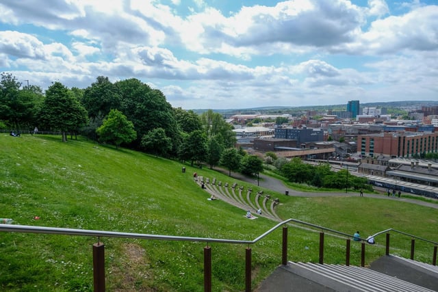 The 'Steel Steps' leading down from South Street Park to Sheffield railway station