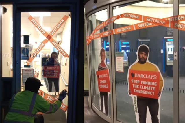 Greenpeace disabled the doors to three branches in Sheffield in the early hours