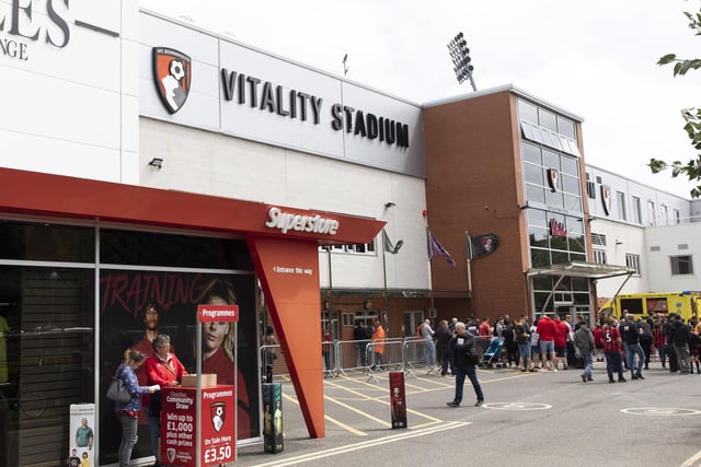Bournemouth's Vitality Stadium isn't geared up for big crowds and the Cherries' average attendance is 9,571 so far this season