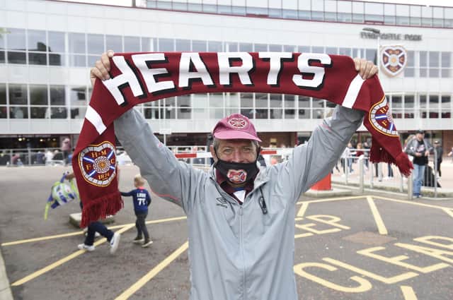 Charles Patrick McKenna showed his colours with his Hearts facemask ahead of the game with Aberdeen.