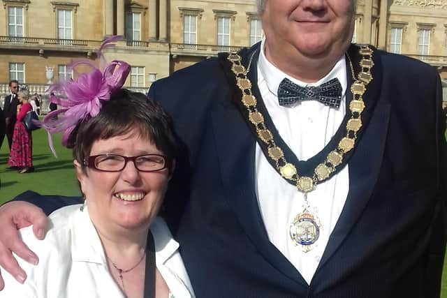 Coun Chris Rosling-Josephs and his wife Becky at Buckingham Palace in June 2018.