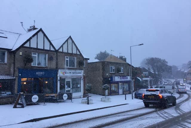 Snow has fallen on areas of Sheffield on higher ground, as the Met Office weather warning for snow and ice remains in place.