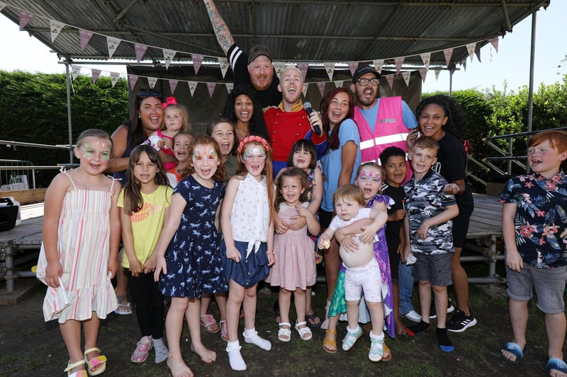 Entertainers and children at Popkids