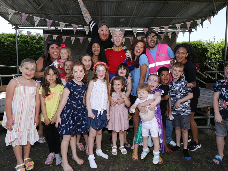 Entertainers and children at Popkids