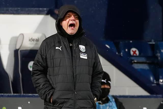West Bromwich Albion's head coach Sam Allardyce shouts during the English Premier League football match between West Bromwich Albion and Fulham at The Hawthorns: JASON CAIRNDUFF/POOL/AFP via Getty Images