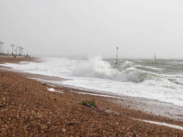 South Parade Pier saw large waves crashing against it. Photos by Alex Shute