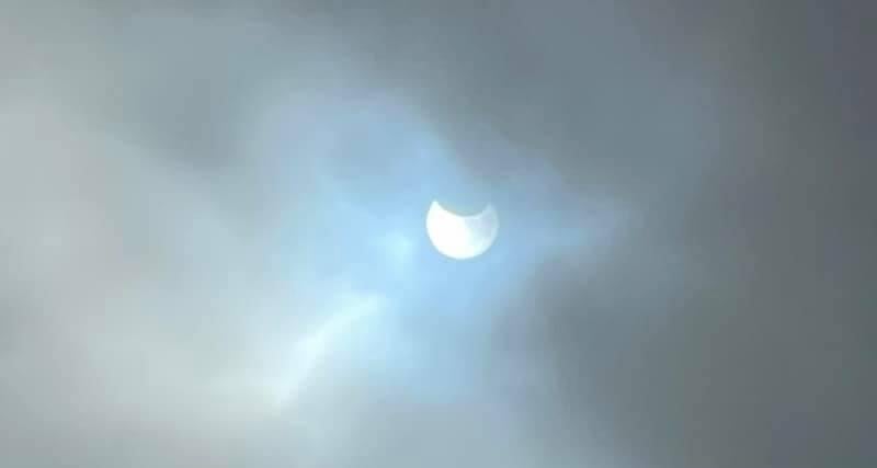Residents have been quick to share their experiences taking photos of the rare experience. Here is a shot of the eclipse taken from a local in Leith.